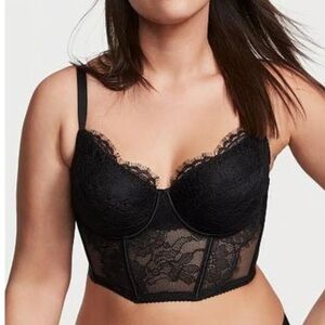 Victoria’s Secret Black Lace The‎ Fabulous Full Cup Corset Bra Sz. 40D